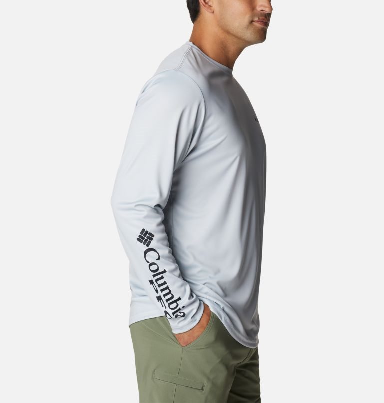 Men's Columbia PFG Terminal Tackle License Plate Long Sleeve Sweatshirts Light Grey | CA-R3651