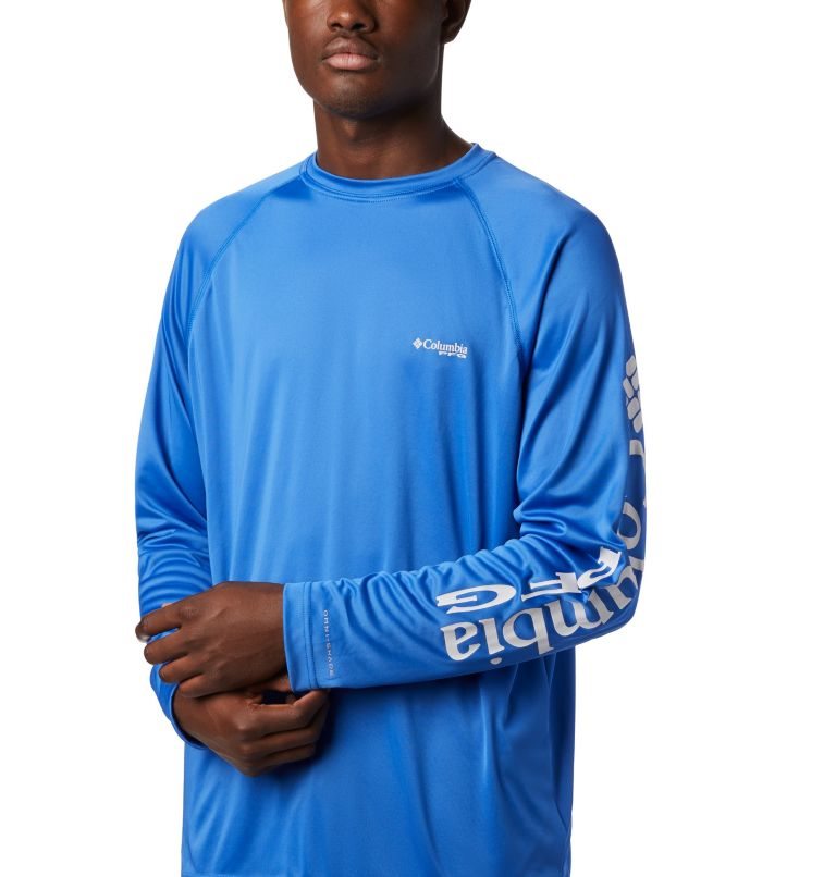 Men's Columbia PFG Terminal Tackle Long Sleeve Sweatshirts Blue | CA-G356L