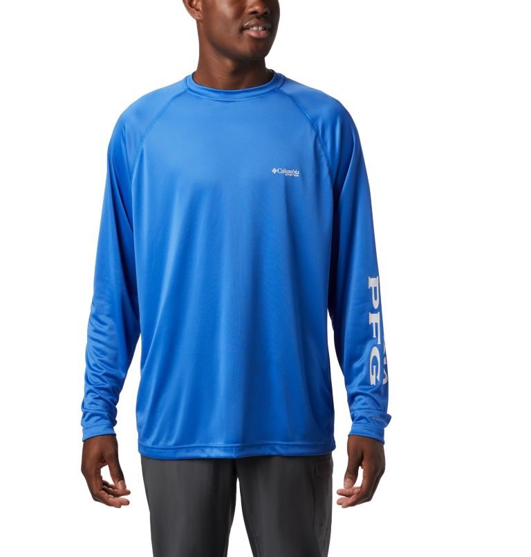 Men\'s Columbia PFG Terminal Tackle Long Sleeve Sweatshirts Blue | CA-G356L