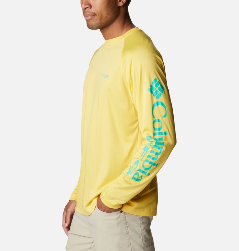 Men's Columbia PFG Terminal Tackle Long Sleeve Sweatshirts Yellow | CA-I413A
