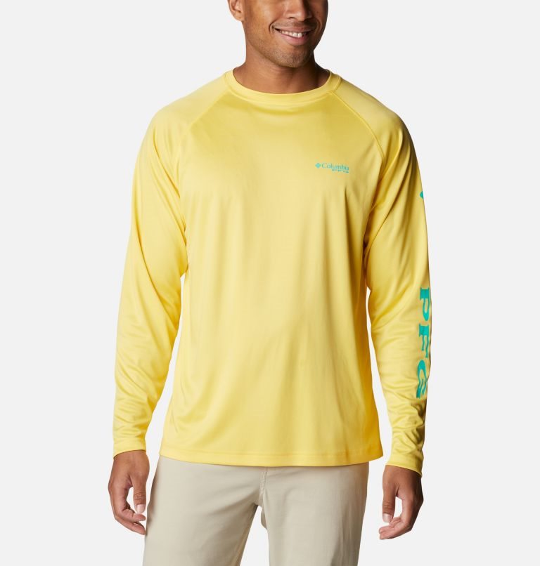 Men\'s Columbia PFG Terminal Tackle Long Sleeve Sweatshirts Yellow | CA-I413A