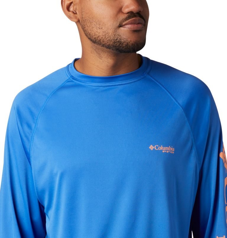 Men's Columbia PFG Terminal Tackle Long Sleeve Sweatshirts Blue | CA-J381A