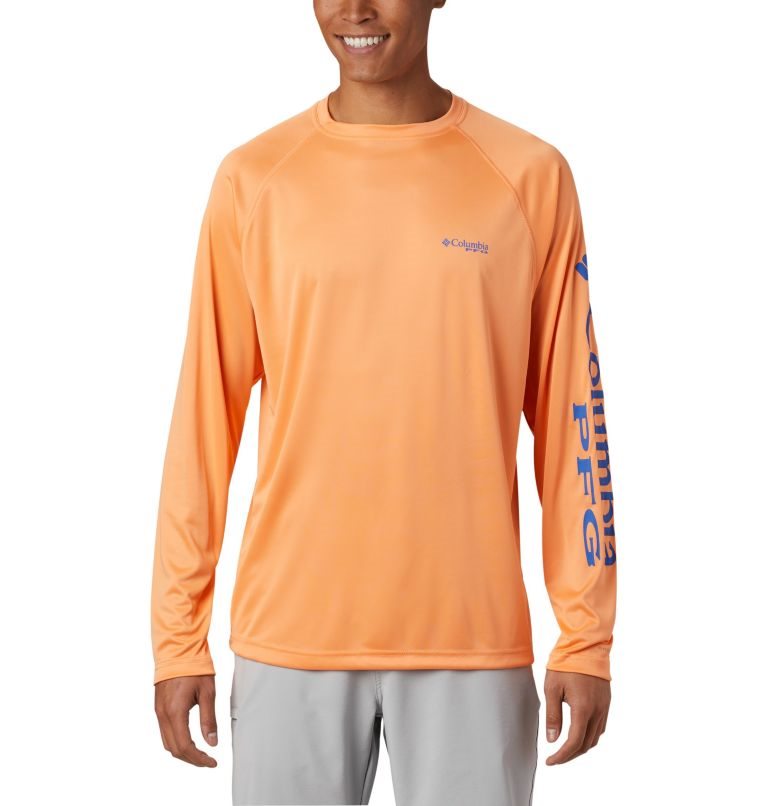 Men\'s Columbia PFG Terminal Tackle Long Sleeve Sweatshirts Orange | CA-JCAL0