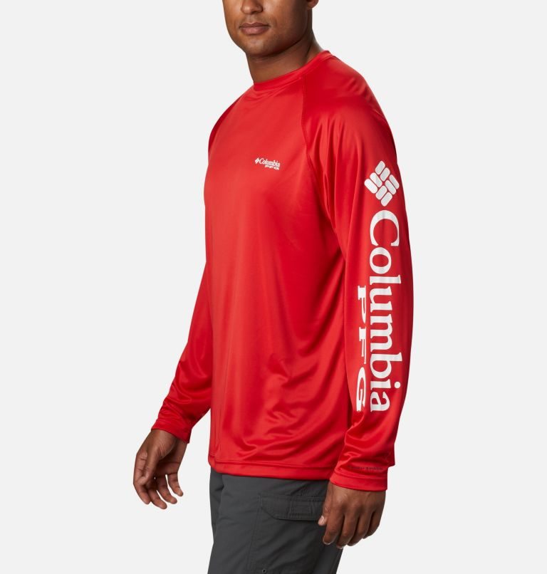 Men's Columbia PFG Terminal Tackle Long Sleeve Sweatshirts Red | CA-O48C3