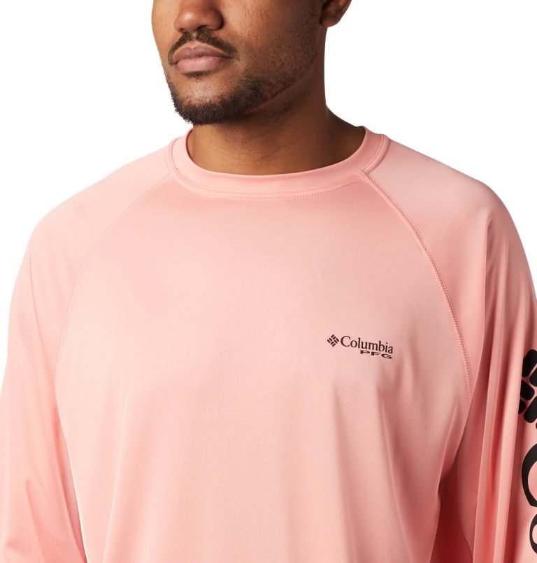 Men's Columbia PFG Terminal Tackle Long Sleeve Sweatshirts Pink | CA-U8C53