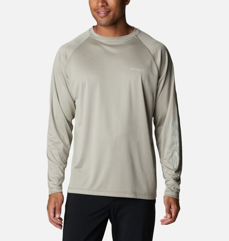 Men\'s Columbia PFG Terminal Tackle Long Sleeve Sweatshirts Grey | CA-X8C13