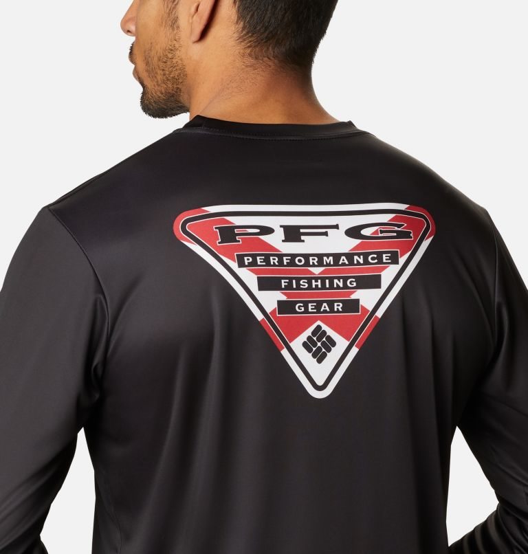 Men's Columbia PFG Terminal Tackle State Triangle Long Sleeve Sweatshirts Black | CA-CC105