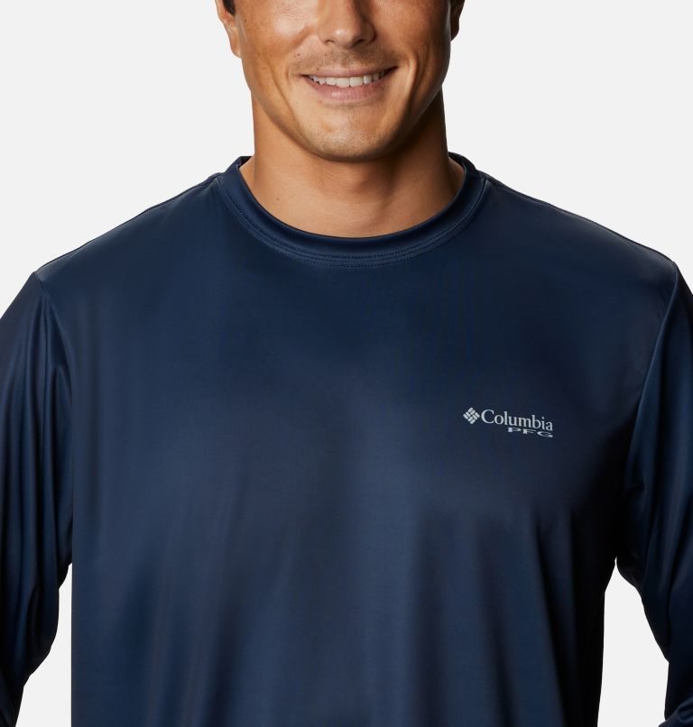 Men's Columbia PFG Terminal Tackle State Triangle Long Sleeve Sweatshirts Navy | CA-I561C