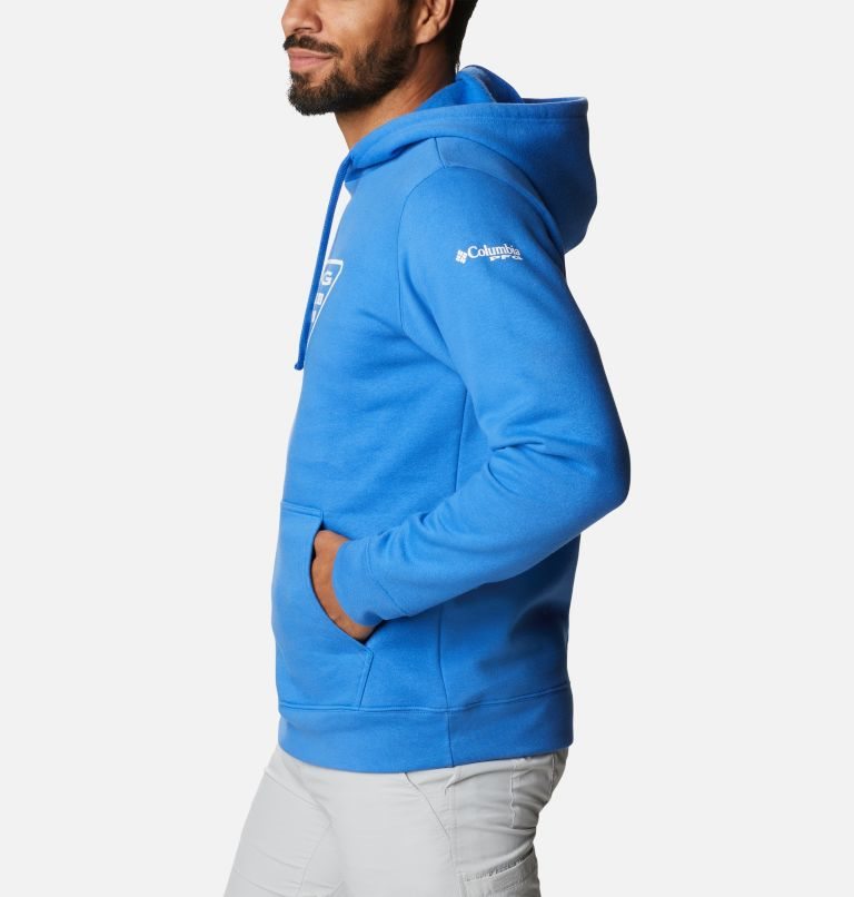 Men's Columbia PFG Triangle II Hoodie Blue | CA-C4A5L