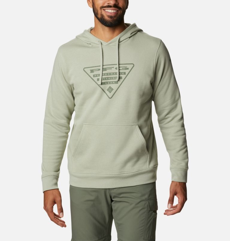Men\'s Columbia PFG Triangle II Hoodie Grey | CA-H48L5