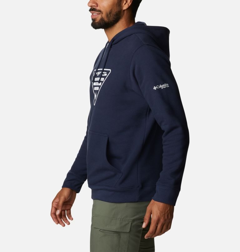 Men's Columbia PFG Triangle II Hoodie Navy | CA-L8A35