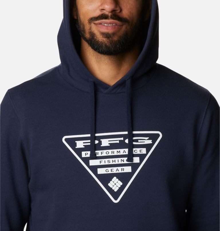 Men's Columbia PFG Triangle II Hoodie Navy | CA-L8A35