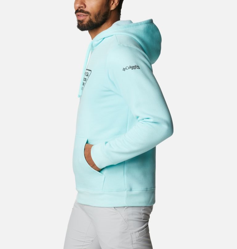 Men's Columbia PFG Triangle II Hoodie Turquoise | CA-RL386