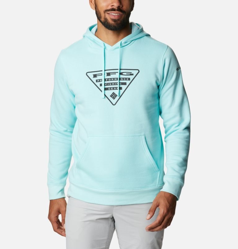 Men\'s Columbia PFG Triangle II Hoodie Turquoise | CA-RL386