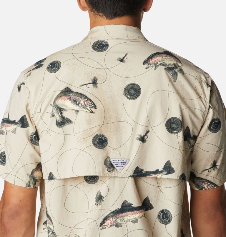 Men's Columbia PFG Trollers Best Short Sleeve Shirts Khaki | CA-B6AC3
