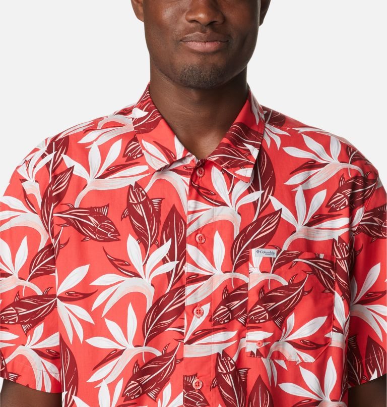Men's Columbia PFG Trollers Best Short Sleeve Shirts Flower | CA-C1306