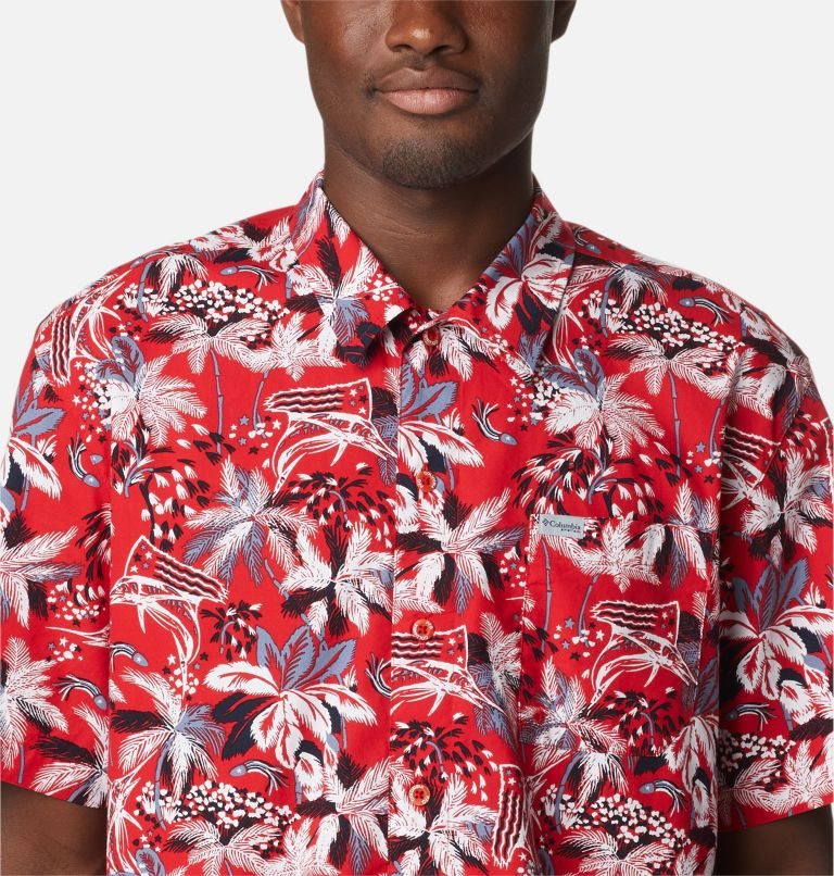 Men's Columbia PFG Trollers Best Short Sleeve Shirts Flower | CA-F1453
