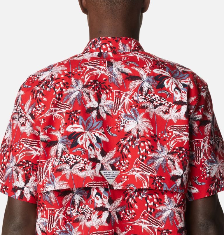 Men's Columbia PFG Trollers Best Short Sleeve Shirts Flower | CA-F1453