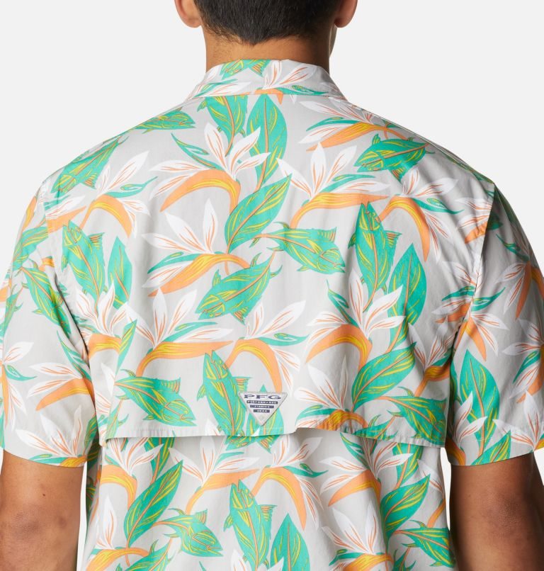 Men's Columbia PFG Trollers Best Short Sleeve Shirts Flower | CA-FA6LC