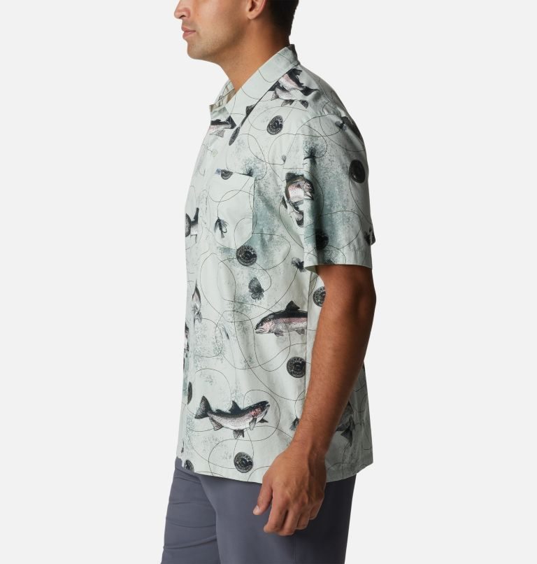 Men's Columbia PFG Trollers Best Short Sleeve Shirts Mint | CA-P86C1
