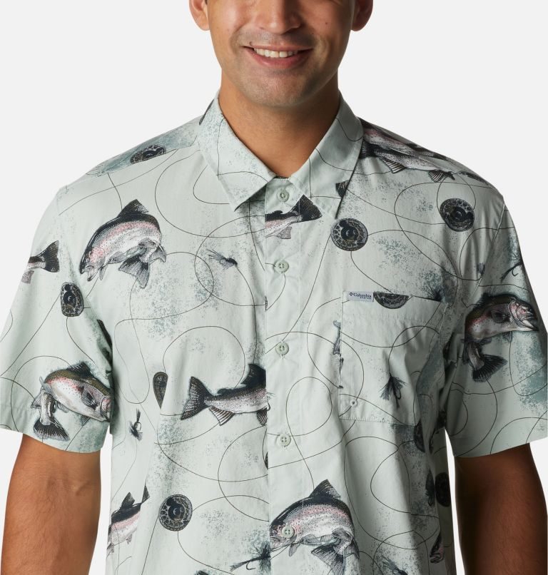 Men's Columbia PFG Trollers Best Short Sleeve Shirts Mint | CA-P86C1