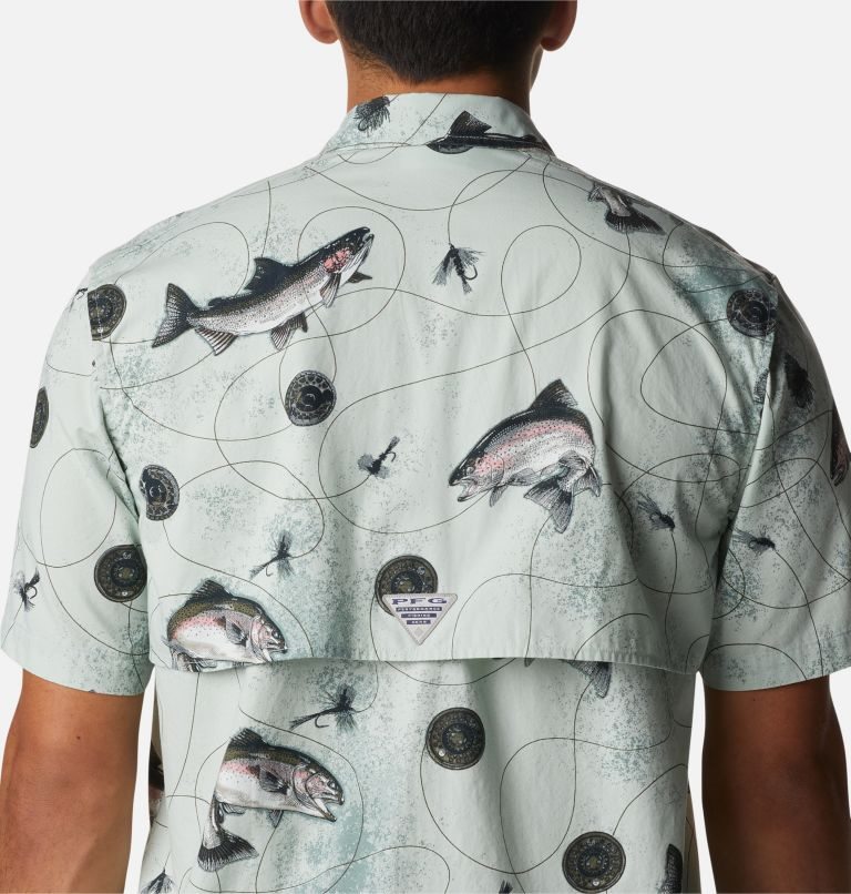 Men's Columbia PFG Trollers Best Short Sleeve Shirts Mint | CA-P86C1
