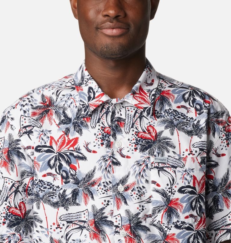 Men's Columbia PFG Trollers Best Short Sleeve Shirts Flower | CA-R360L