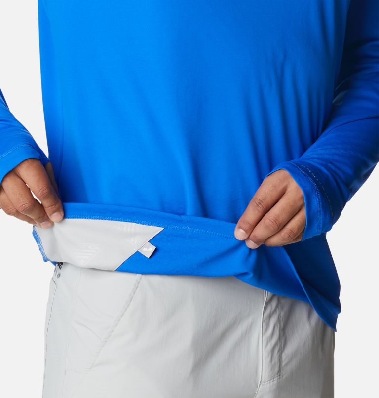 Men's Columbia PFG Zero Rules Ice Long Sleeve Sweatshirts Blue | CA-KC364