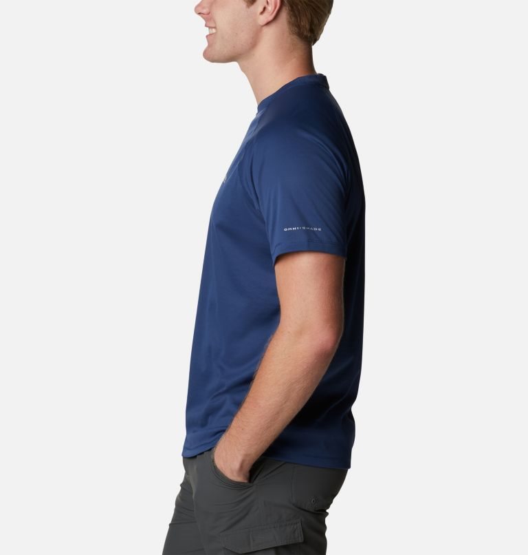 Men's Columbia PFG Zero Rules Ice Short Sleeve T Shirts Navy | CA-F5ACL