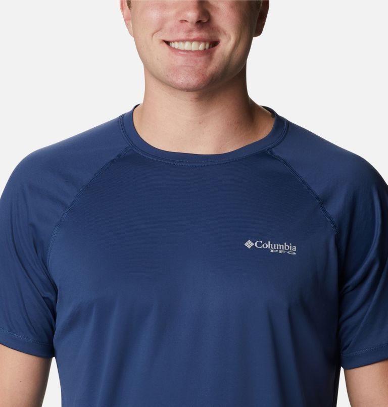 Men's Columbia PFG Zero Rules Ice Short Sleeve T Shirts Navy | CA-F5ACL