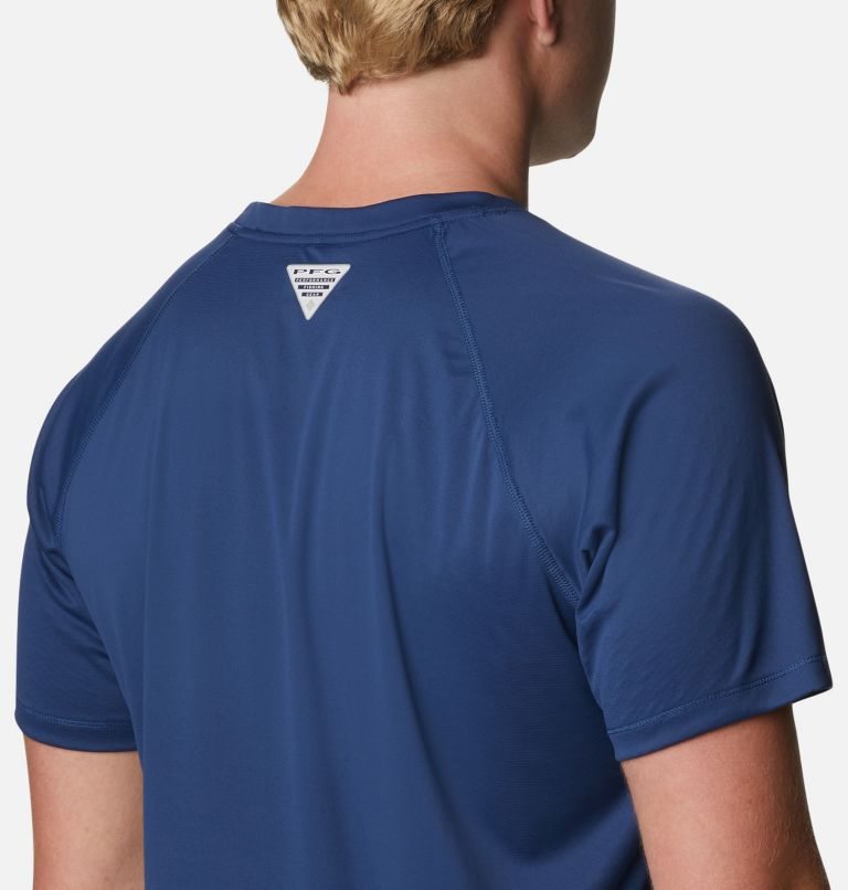 Men's Columbia PFG Zero Rules Ice Short Sleeve T Shirts Navy | CA-F5ACL