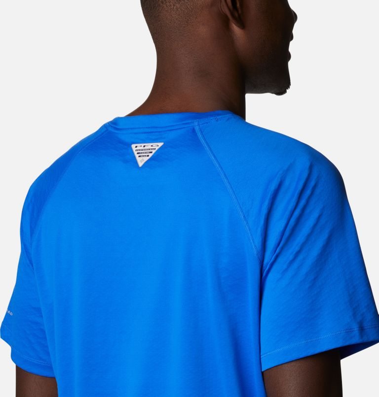 Men's Columbia PFG Zero Rules Ice Short Sleeve T Shirts Blue | CA-G5C4L