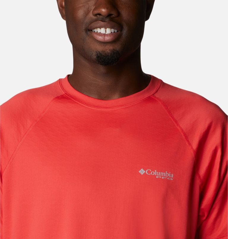 Men's Columbia PFG Zero Rules Ice Short Sleeve T Shirts Red | CA-S45LA