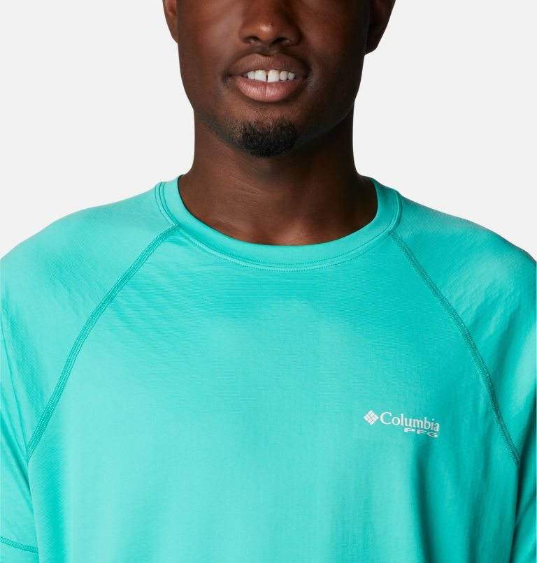 Men's Columbia PFG Zero Rules Ice Short Sleeve T Shirts Turquoise | CA-X3406