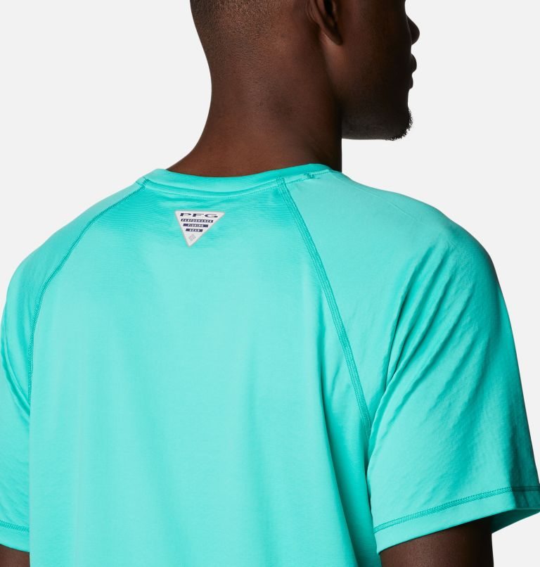 Men's Columbia PFG Zero Rules Ice Short Sleeve T Shirts Turquoise | CA-X3406