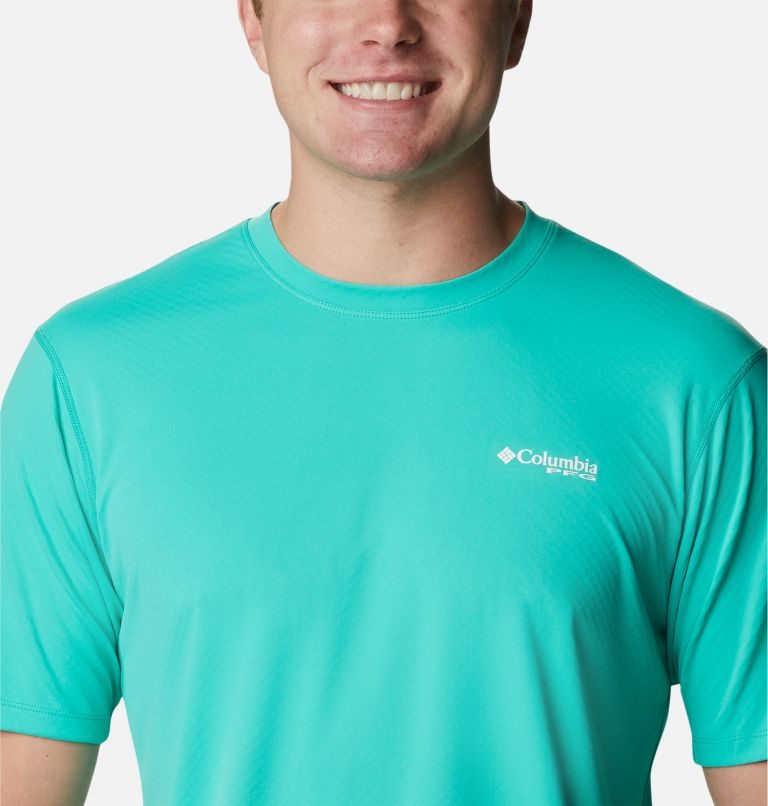 Men's Columbia PFG Zero Rules Short Sleeve T Shirts Turquoise | CA-U01A8