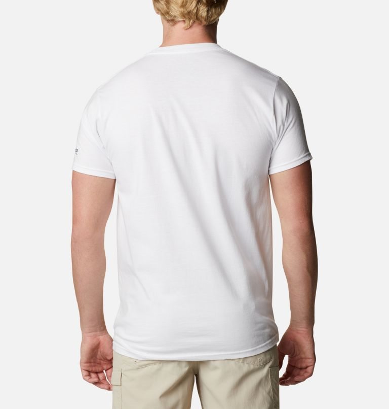 Men's Columbia PFG Zinny Graphic T Shirts White | CA-G04A3