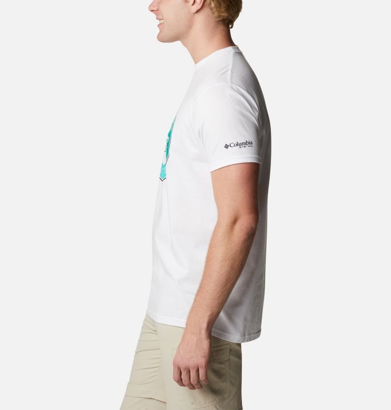 Men's Columbia PFG Zinny Graphic T Shirts White | CA-G04A3