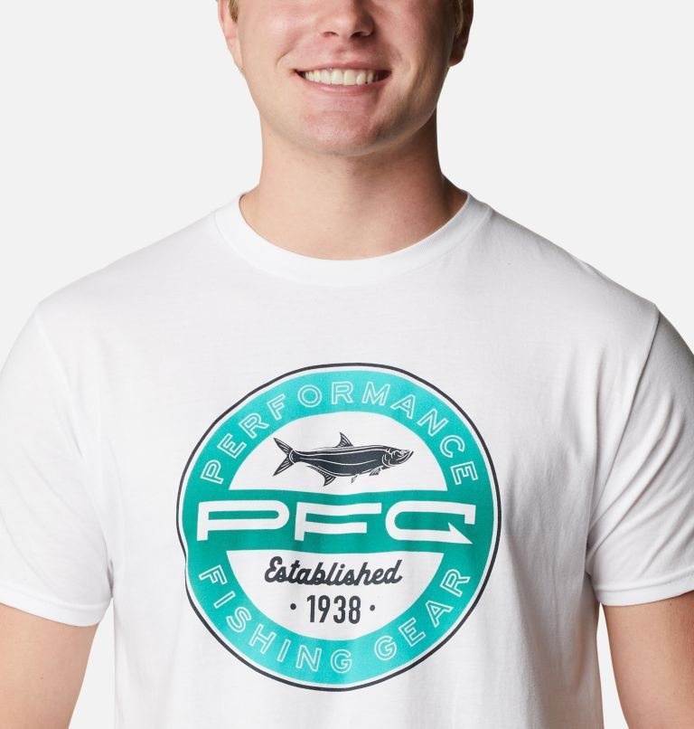 Men's Columbia PFG Zinny Graphic T Shirts White | CA-G04A3