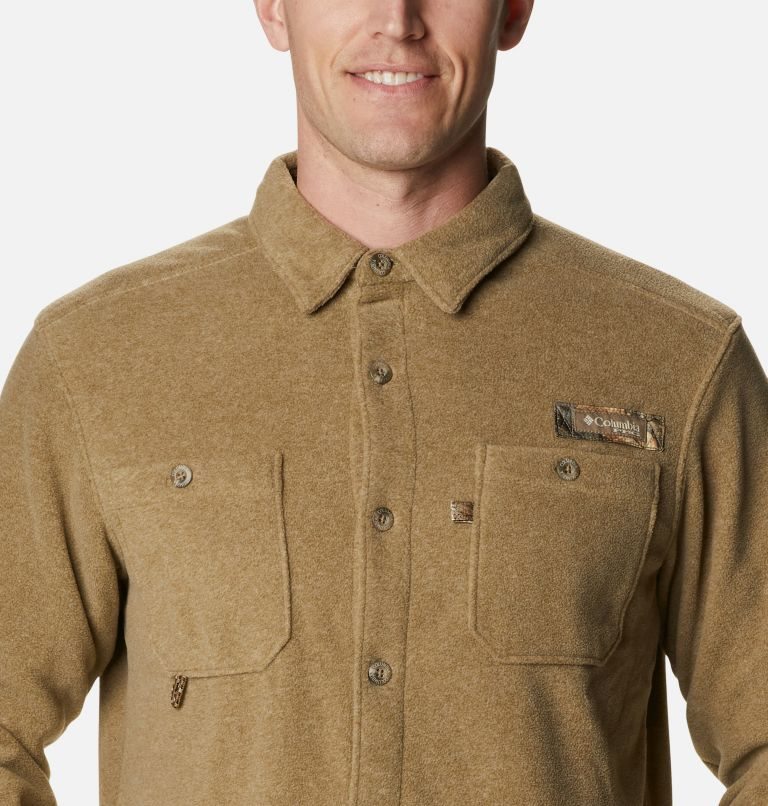 Men's Columbia PHG Bucktail Fleece Over Shirts Brown | CA-RA480