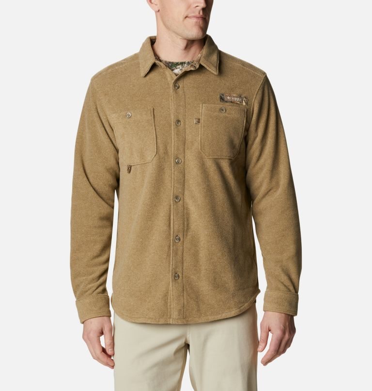 Men's Columbia PHG Bucktail Fleece Over Shirts Brown | CA-RA480