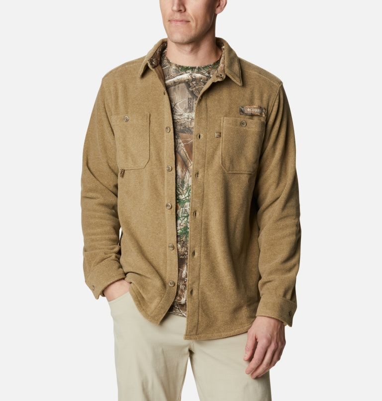 Men\'s Columbia PHG Bucktail Fleece Over Shirts Brown | CA-RA480