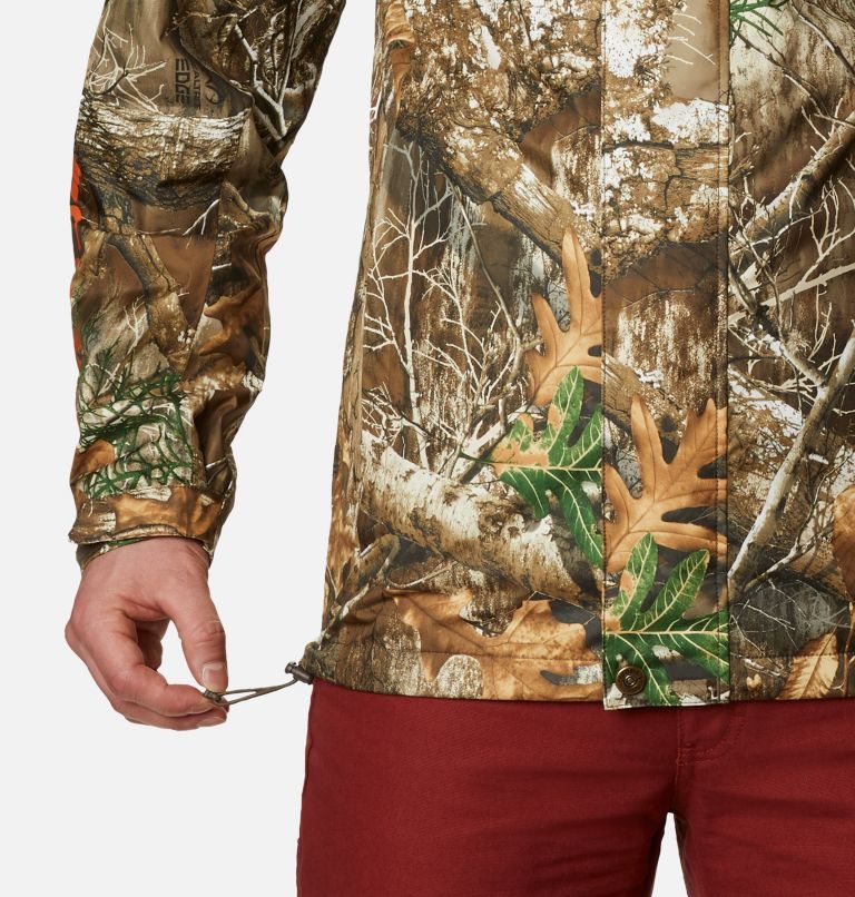 Men's Columbia PHG Camo Rain Jackets Olive | CA-U0CA8