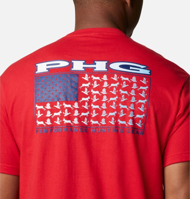 Men's Columbia PHG Grouper Graphic T Shirts Red | CA-O4601