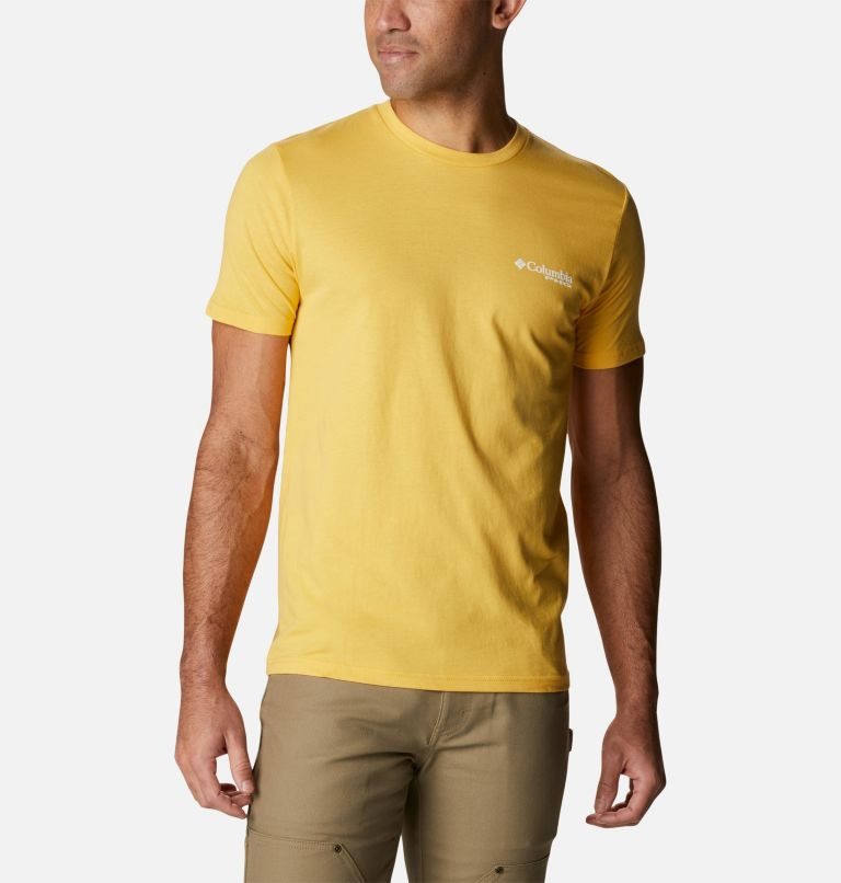 Men's Columbia PHG Reckon T Shirts Yellow | CA-V5C6L