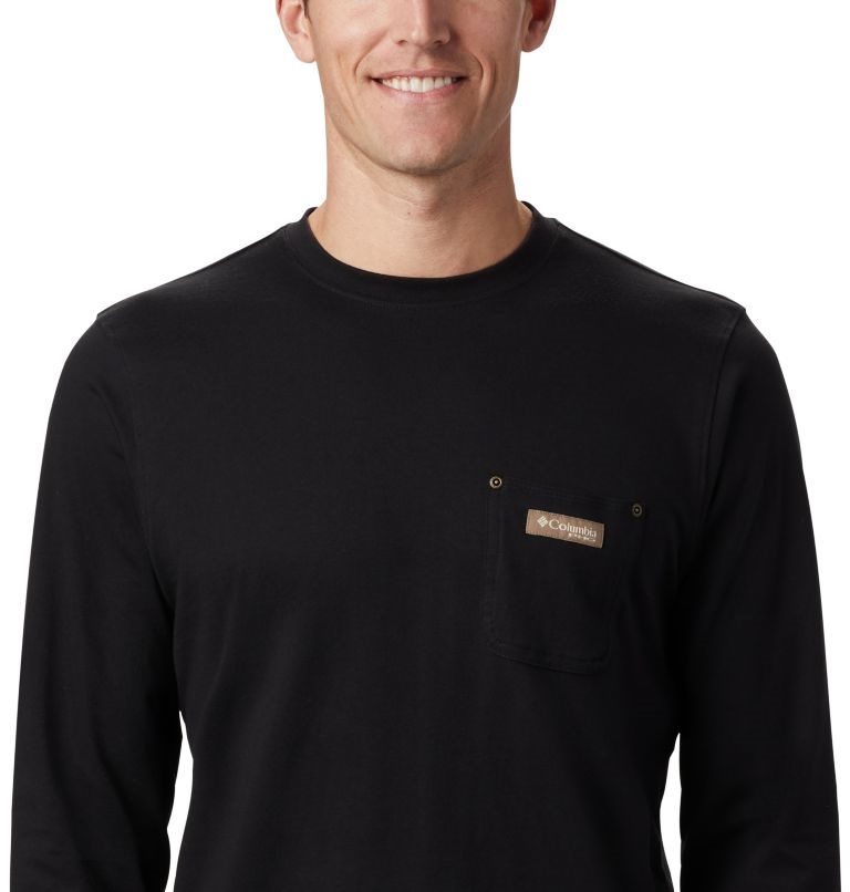 Men's Columbia PHG Roughtail Work Long Sleeve Pocket Sweatshirts Black | CA-CC85A