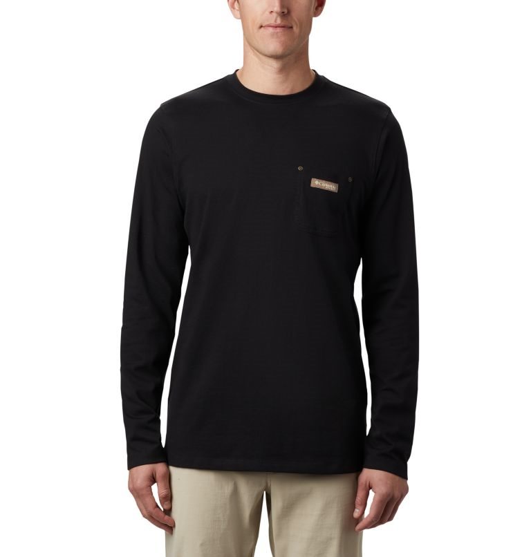 Men\'s Columbia PHG Roughtail Work Long Sleeve Pocket Sweatshirts Black | CA-CC85A
