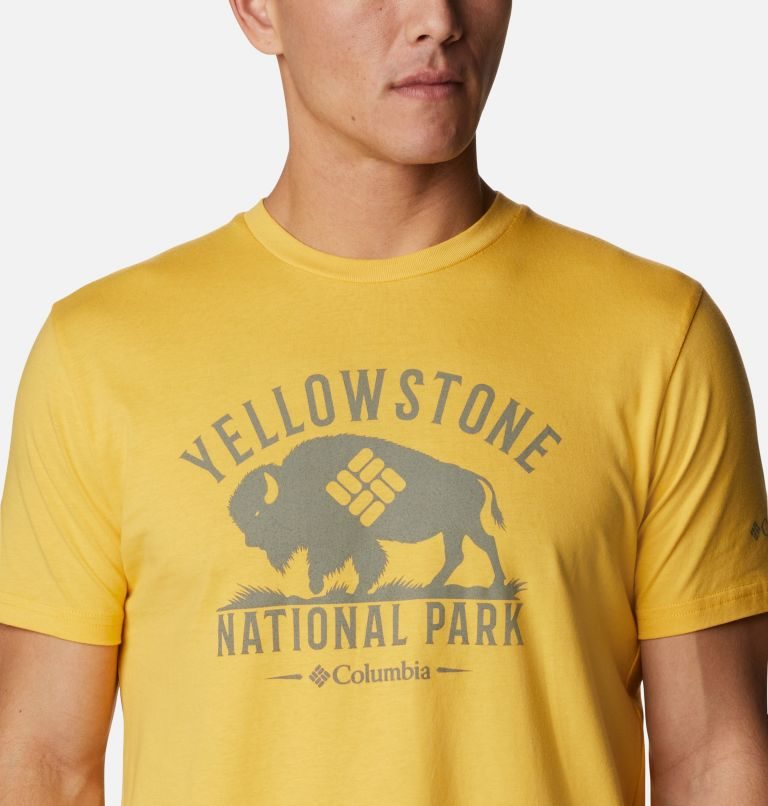 Men's Columbia Pack Yellowstone T Shirts Yellow | CA-P6345