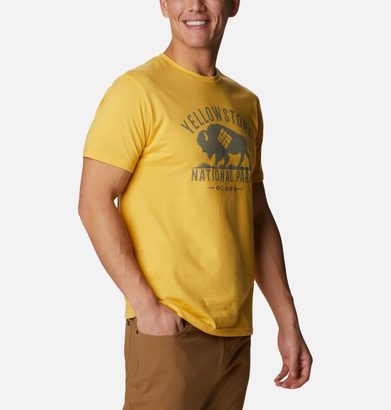 Men's Columbia Pack Yellowstone T Shirts Yellow | CA-P6345