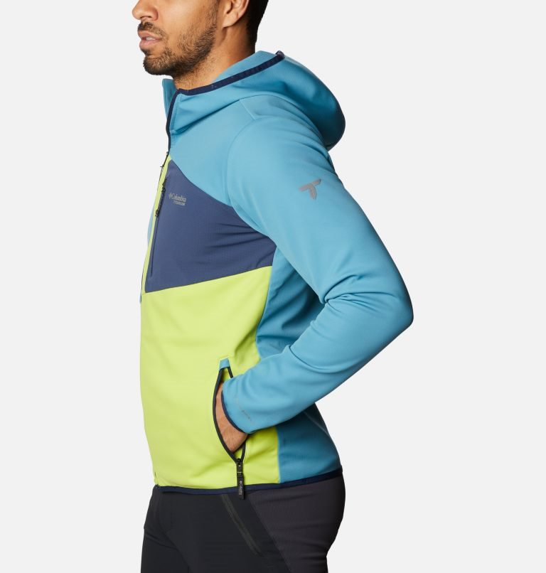 Men's Columbia Peak Pursuit Tech Hoodie Jackets Turquoise / Lemon | CA-KC601